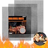 Grillmatten Set, Antihaft BBQ Grillmatte Wiederverwendbar, Grillmatte für Gasgrill, Holzkohle, Elektrogrill, Kochen,Backofen (42×36cm,3)