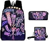 CAIYLAI Hazbin Hotel Schulrucksack Angel Dust Alastor Charlie Anime Schultaschen Umhängetasche Federmäppchen 3-teiliges Set Cartoon Student Reiserucksack für Jungen Mädchen, Typ20, 40x30x13cm