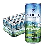 RHODIUS Mineralwasser - natürlich, prickelnd aus der Vulkaneifel - reich an wertvollen Mineralien und Magnesium - in der praktischen Getränkedose, EINWEG (24 x 330 ml)