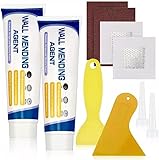 Deuvuo Spachtelmasse Weiß Innen, 100% Sichere Löcher Wand Füllen Weiß Mit 2' Trockenbau Flicken, Schleifpapier, Spachtel für die schnelle Reparatur von Rissen, Graffiti und Löchern - Wall Repair Kit