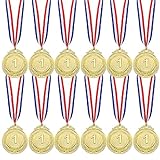 EMITUOFO Gewinner Medaillen Gold, 12 Stück Siegermedaille, Goldmedaillen für Kindergeburtstag Prizzes Sportstag und Spielzeug Wettbewerb Auszeichnungen