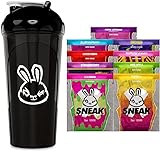 SNEAK | Starterpaket | In-Game Focus Boost Energiegetränk, zuckerfrei, kalorienarm, vegan | 9 Portionen und einfarbiger Shaker