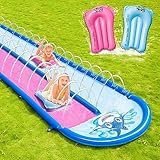 jooeer Doppelte Wasserrutsche Garten Aufblasbare Slip n Slide Lange Matte Sommer Outdoor Pool Spielzeug mit 2 Bodyboards Sprinkler Rasen Wasser Sport Spaß haben Spiel, 20ft/6m