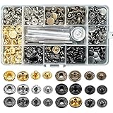 120Sets Druckknopf Set, BALFER Kupfer Druckknöpfe Metall Bronze Kleidung Snaps Taste mit Fixierwerkzeug Kit für Leder Handwerk Jacke Brieftasche Handtasche (6 Farben, 12 mm)