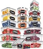 Skroam Frischhaltedosen mit Deckel, 36-teiliges Set mit 18 luftdichten Küchenbehältern und 18 Deckeln, BPA-freier Kunststoff, Mahlzeiten-Vorbereitungsbehälter für Speisekammer-Organizer und