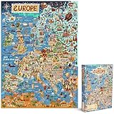 bopster Puzzle für Erwachsene, 1000 Teile Europakarte – Europäisches Puzzle, 1000-teiliges Puzzle für Erwachsene und Kinder – Geographie-Geschenke von bopster