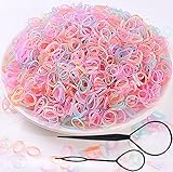 2500 PCS Hair Bands, Color Elastic Hair Band, Mini Hair Rubbers Ties for Girls Ponytail Hair Accessories, Soft Elastic Bands Non-Slip Small Hair Ties, with 2 PCS Topsy Tail Hair Tools.