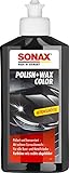 SONAX Polish+Wax Color schwarz (250 ml) Mittelstarke Politur für neuwertige und leicht matte Lacke mit Farbpigmenten und Wachsanteilen | Art-Nr. 02961410