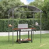 Qnhdfrt Grillpavillon Anthrazit 220x115x230 cm mit Seitenregalen und Hängestangen Robuster Stahlrahmen mit PC-Dach für Garten Camping und Outdoor-Events
