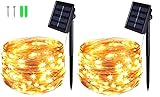 BOLWEO [2 Stück] Solar Lichterkette Aussen, 5M 50 LED Lichterkette Außen Wasserdicht Kupferdraht Beleuchtung für Weihnachten,Garten,Terrasse,Hof,Bäume,Party,Hochzeit,Innen/Außen Dekoration(Warmweiß)