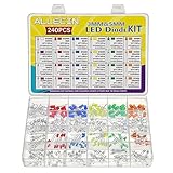 ALLECIN 24 Werte 3MM 5MM LED Diode Kit Leuchtdioden Led Dioden Set Rot Blau Grün Gelb Weiß Orange Lila Leuchtdiode 2 Pin Transparenter Runde Led-dioden Sortiertment (Packung mit 240 Stück)