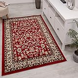 Teppich-Home Orient R2430 Orientalischer Teppich Klassisch gewebt mit Ornament und Blumenmotive, Farbe:Rot, Beige, Grau, Schwarz, Größe:80x150 cm