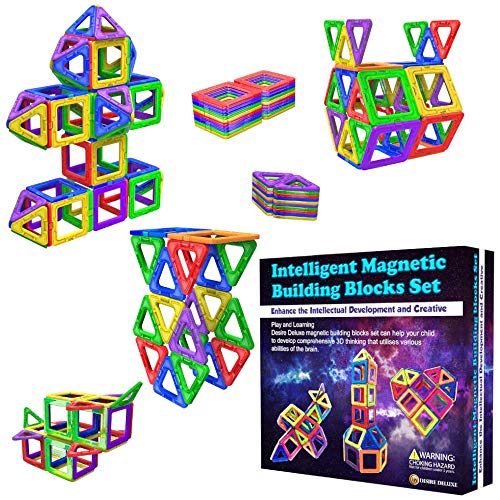 Desire Deluxe Magnetische Bausteine Magnet Montessori Spielzeug für Kinder 40PC Set Teilen ab 3 4 5 6 7 8 Alter Jahren, ideales Lernspielzeug für Mädchen Jungen Koordination und zum Bauen in Geschenk