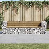 CFODOJ Haus & Garten, Möbel-Gartenbank, Gabionen-Design, 244 x 71 x 65,5 cm, imprägniertes Holz, Kiefer