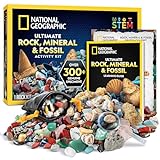 NATIONAL GEOGRAPHIC Edelsteine und Fossilien Set - 300-teiliges Set mit Geoden und Echten Fossilien -Rosenquarz Jaspis Aventurin - Viele Weitere Kristalle und Edelsteine für Kinder