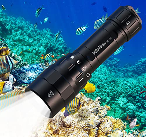 Wurkkos DL10R Tauchlampe, 4500 Lumen Unterwasser Taschenlampe Eingebauter USB-C-Ladeanschluss, Cree XHP70.2 LED Tauchen Taschenlampe, IPX8, Wiederaufladbar Submarine Licht mit 5000mAh 21700 Akku