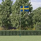 CIADAZ Stange und Flagge Schweden 5,55 m Aluminium, Gartenflaggen, Stangen für Gartenflaggen, Gartendekoration-3147142