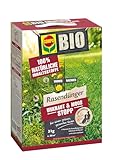 COMPO BIO Rasendünger Unkraut & Moos Stopp - verhindert Ansiedlung von Moos und Unkräutern - natürliche Inhaltsstoffe - 3 kg für 60m²