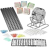 OS Bingo Loto Metall Spielmaschine | 75 Kugeln | 500 Bingo-Karten | 150 Bingo-Chips | Zähltafel inklusive
