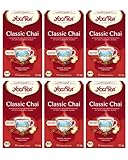 Yogi Tea - Classic Chai, Ayurvedischer Bio Gewürztee von Natur aus koffeinfrei, Mischung aus Zimt, Kardamom und Ingwer, Yogi Tee 6er Pack, 6x17 Beutel (102 Teebeutel insgesamt), Ideal als Geschenk