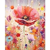 Tucocoo Mohnblumen Malen nach Zahlen für Erwachsene Anfänger, DIY Digital Ölgemälde Kits auf Leinwand mit Pinseln und Acrylpigment, schöne Blüte Blumen für Home Wall Decor 40 x 50 cm (rahmenlos)