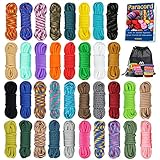 MONOBIN 36 Farben 10 Fuß Paracord 550 Combo-Kit, Paracord-Armband-Bausatz – Multifunktions-Paracord-Seil mit Anleitung zur Herstellung von Lanyard, Hundehalsband, Geschenkidee (36 Farben - A)