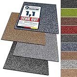 KARAT Teppichfliesen Moskau 50x50cm selbstliegend, 4 Stück Set, 1m² strapazierfähiger Teppich Bodenbelag mit hochwertigem Schlingenflor für Haus & Büro, antistatisch mit Bitumen Rücken, Dunkelgrau