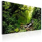 B&D XXL - Akustikbild Wald Bach 120x80 cm 1 tlg Bilder Akustikschaum Schallschutz Kunst Akustikpaneele Wandpaneele Schalldämmung Schallabsorber Natur Landschaft Bäume Wasserfall c-B-0234-b-c