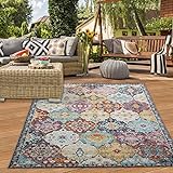 Teppich-Traum Orientteppich für Indoor Wohnzimmer & Outdoor Terrasse | wunderschöne Ornamente | bunt Größe 200 x 290 cm
