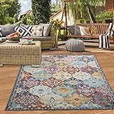 Teppich-Traum Orientteppich Indoor Flur & Outdoor Balkon | wunderschöne Ornamente | bunt, 140 x 200 cm