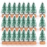 Coopay Weihnachtsbaum Deko, 24 Stück Mini Künstlich Miniatur Tannenbaum Grün Mini Weihnachtsbaum Baum Klein Künstlicher Flaschenbürste Weihnachtsbaum für Tischdeko, DIY, Miniatur-Weihnachtsbaum