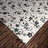Tischfolie mit Blumen Bedruckt - Maß nach Wunsch - Transparent Klar Tischdecke Tischschutz Schutzfolie Abwaschbar weich PVC (80x120cm)