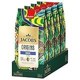 Jacobs Origins Brazil Kaffeebohnen 4 x 1kg – Lieblich-Nussiger Geschmack aus Brasilien, Arabica & Robusta Bohnen, Intensität 4/10, ideal für Caffè Crema