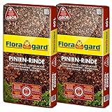 Floragard Mulch Pinienrinde 25-40 mm 2x60 L • grob • dekorativer Bodenbelag • unterdrückt Unkrautwuchs • naturbelassen • für mediterranes Flair • 120 L