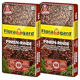 Floragard Mulch Pinienrinde 25-40 mm 2x60 L • grob • dekorativer Bodenbelag • unterdrückt Unkrautwuchs • naturbelassen • für mediterranes Flair • 120 L