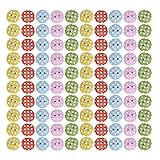 100Pcs Holz Knöpfe Polka Dot Muster Bemalt Knopf Weißer Hintergrund 9-Farbdruck Tuch Nähen Zubehör 15mm