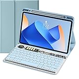 QIYIBOCASE Tastaturhülle mit Hintergrundbeleuchtung für iPad Air 5/Air 4/iPad Pro 11, magnetische, abnehmbare transparente Tastaturhülle mit Stifthalter für iPad Air 5. / 4. Generation (blau)