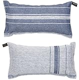 Jokipiin | 1 Saunakissen | Design: Linea | Maße: 40 x 22 cm, Leinen/Baumwolle | schadstofffrei Ökotex 100 | hergestellt in Finnland (blau/weiß)