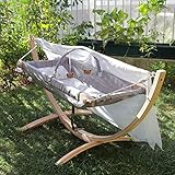 FAFOUR Baby Hammock, Babyhangematte Krippe, Hangematte Für Neugeborene, Neugeboronen hangematte, Baby Cradle, Vintage Babyhangematte, federwiege,Holz Baby hangematte, Baby hangematte Holz (Grau)