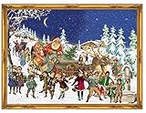 Nostalgischer Adventskalender/Weihnachtskalender für Kinder und Erwachsene mit Glitzer 'Nikolaus im Schnee'