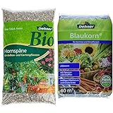 Dehner Bio Hornspäne, für Balkon- und Gartenpflanzen, mit Langzeitwirkung, 10 kg, für ca. 100 qm & Blaukorn, chloridarm, 4 kg, für ca. 40 qm
