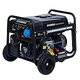 HYUNDAI Benzin Generator HY8500LEK, Stromerzeuger mit 16.3PS Motor und 8.5kW max. Leistung, Handstart und E-Start, 2x230V(16A), 1x230V(32A), 1x12V(8.3 A), Stromgenerator, Stromaggregat