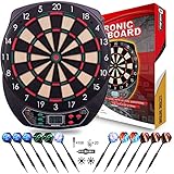 WIN.MAX Elektronische Dartscheibe Profi Set mit 65 Varianten für 1 bis 8 Spieler mit 12 Darts 12 Pro Flights 100 Pfeilspitzen Zubehör