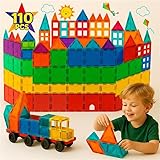 HiFEN® 110 Stück Kinder Magnetische Fliesen Bausteine - Lernen Pädagogische Konstruktion STEM Spielzeug Set Sensorische Montessori Sichere Kreativität Spielzeug für Jungen Mädchen