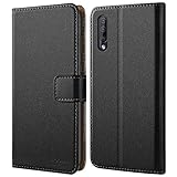 HOOMIL MagFlip Hülle für Samsung Galaxy A50/A30s/A50s, Premium Leder Tasche Klappbar Handyhülle Schutzhülle - Schwarz
