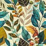 Abyssaly Selbstklebende Tapete Blumen, Grün Klebefolie Möbel Blätter, Möbelfolie Selbstklebende Folie Muster Wasserdicht Dekofolie für Möbel Wände Küche 44cmX300cm