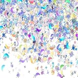 HQKJGSYX 30 g Gender Reveal Konfetti Kanone Stern und Mond Tischkonfetti Schillernd Metallic Glitzer Folie Pailletten Streudeko für Geburtstag Hochzeit Halloween Weihnachten Festival Party