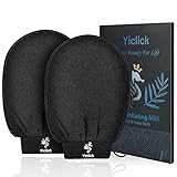 Yiclick Koreanische Peeling-Handschuhe, Peelinghandschuh für Bad - Peeling Handschuh Körperpeeling - abgestorbene Haut Entferner für Damen und Herren - exfoliating glove, peeling, body scrub (Black)