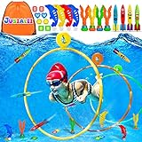 Jusialii Tauchringe für Kinder, 25pcs Pool Spielzeug Kinder, Unterwasser Tauchring - Ideal Tauchspielzeug für Kinder, Tauchringe Spielzeug für Kinder Pool, Unterwasser-Schwimmtraining