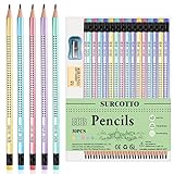 Surcotto Bleistifte HB, 30 Stk HB Bleistifte mit Radiergummi und Spitzer, vorgespitzte Dreiecksstifte zum Schreiben, Zeichnen von Kindern in der Schule und zu Hause, Neue Verpakung